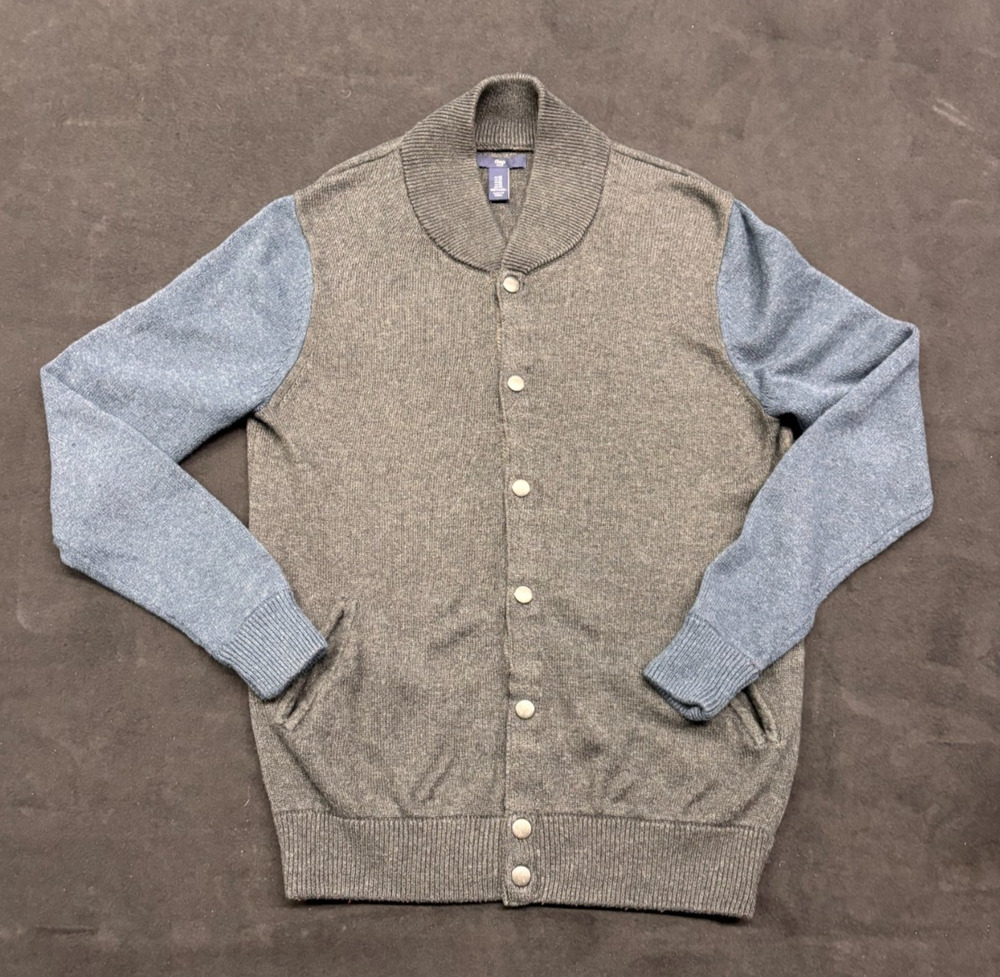 Gap Colorblock Cardigan Sweater Shawl Collar Snap Front Wool Blend Boys